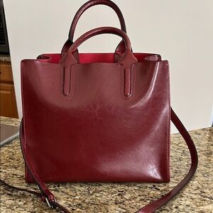 Elegant  Deep Red Leather tote
